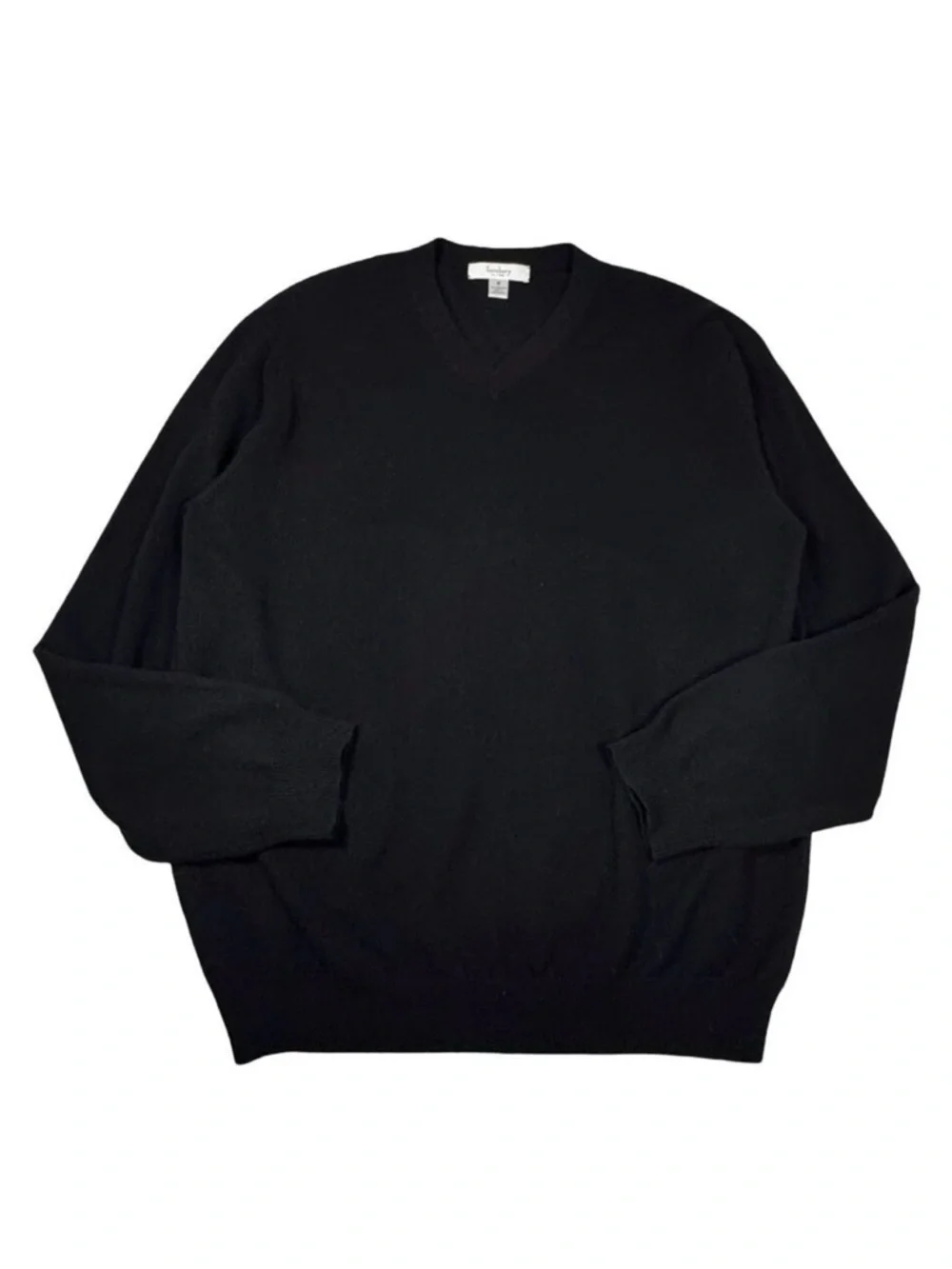 Turabury 100% Cashmere Mens V Neck Sweater Sz M Black Minimalist Preppy Work